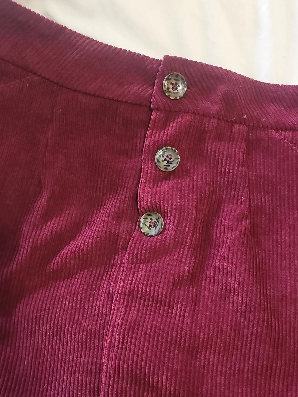 SHEIN Burgundy Corduroy Button-Front Mini Skirt